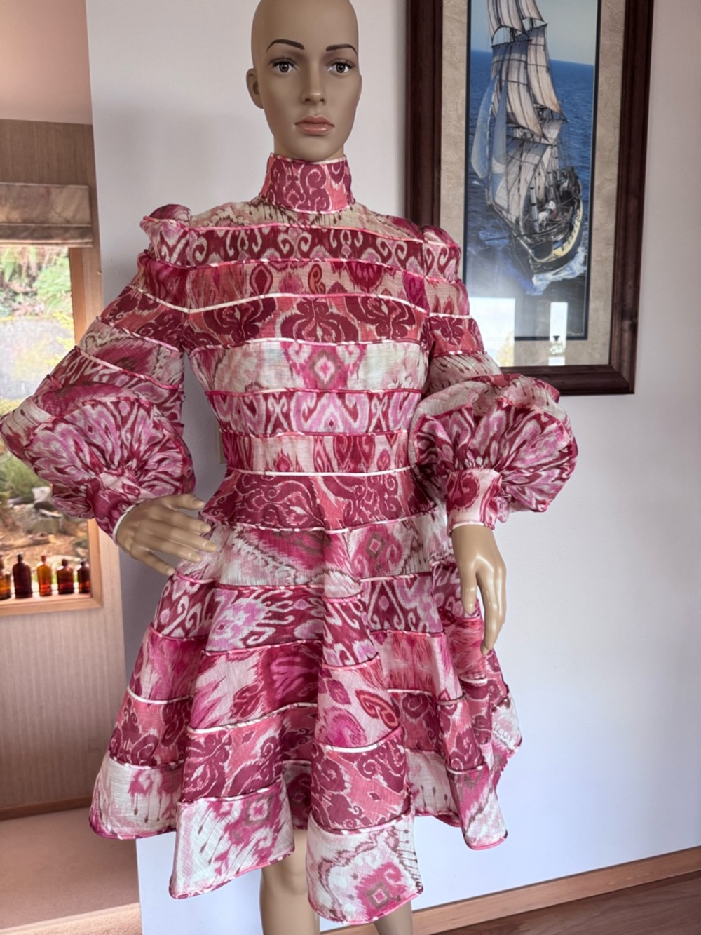 Zimmermann Wavelength Spliced Print Mini Dress Size AU 1 (US 4-6) Small. - Picture 4 of 16